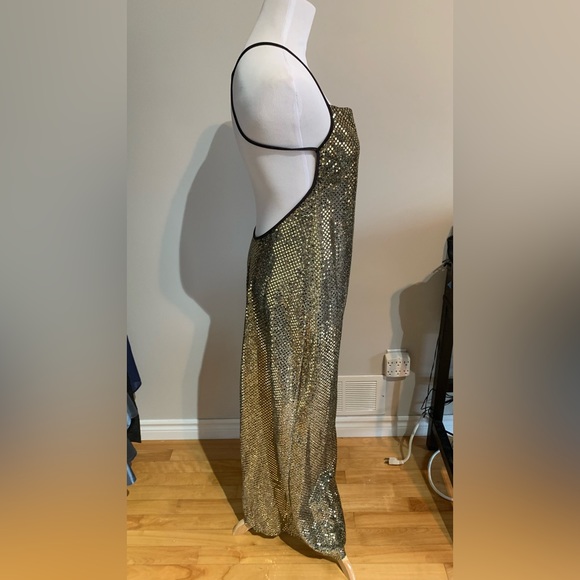 Gold sequin backless maxi dress formal - Picture 5 of 7